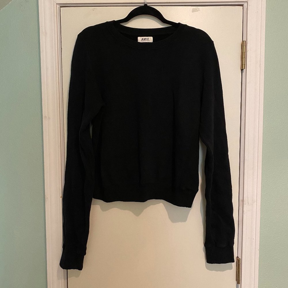 EUC - AMVi L/S Side Detail Pullover in Black - L